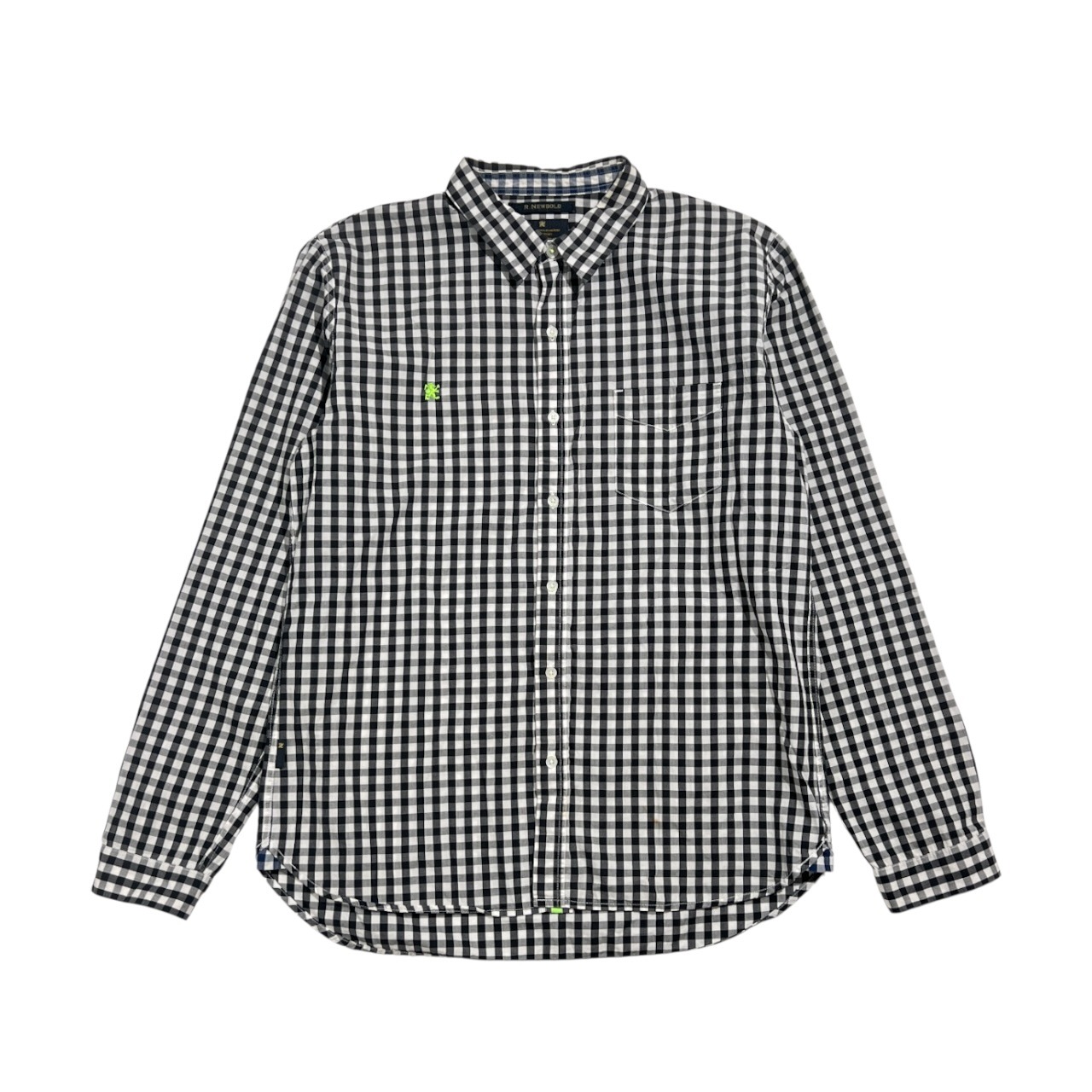 R.NEWBOLD アールニューボールド ギンガムチェック 長袖シャツ L/ブラック ホワイト系 メンズ
