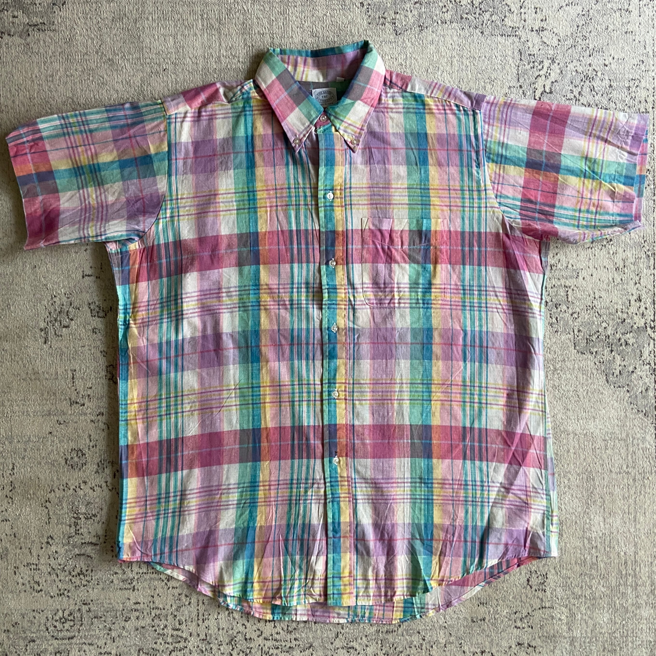 1990s THE BAGGY S/S Check Shirt L Made in USA F691