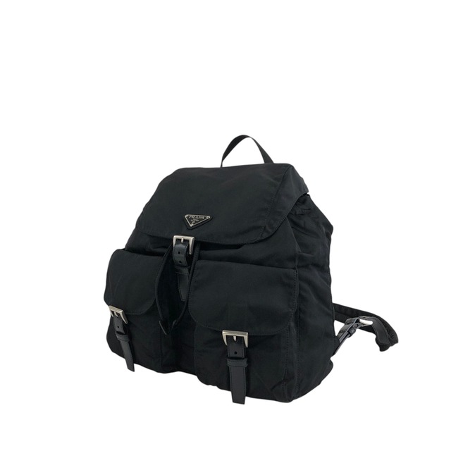 PRADA プラダ バックパック ブラック トライアングルロゴ フロントバックル ナイロン ダブルポケット リュック vintage ヴィンテージ オールド 5kjjr2