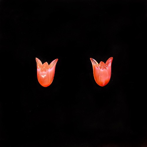 Pink tulip glass earrings
