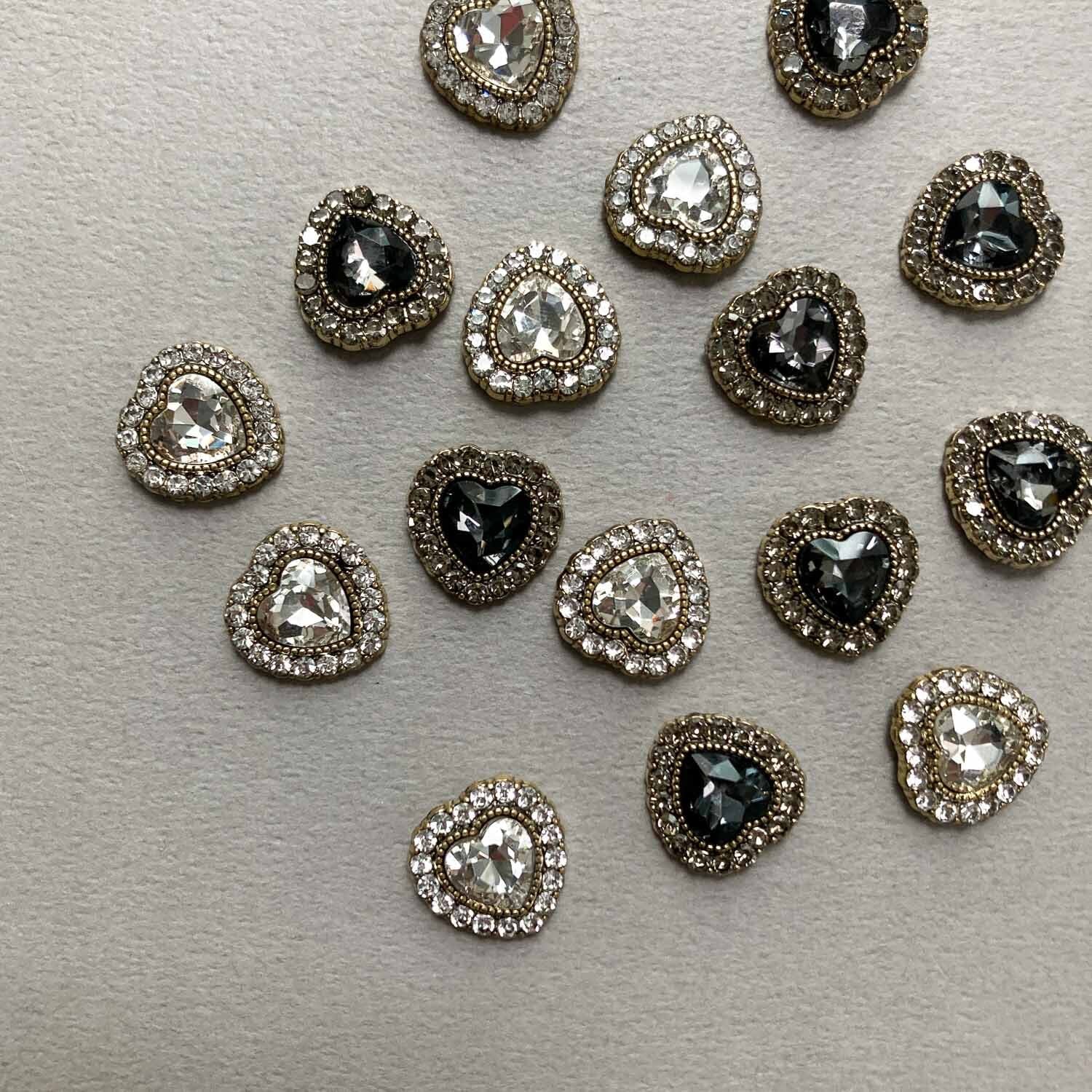 再入荷〉ビジュー縁のハートガラスストーンデコパーツ | Dua