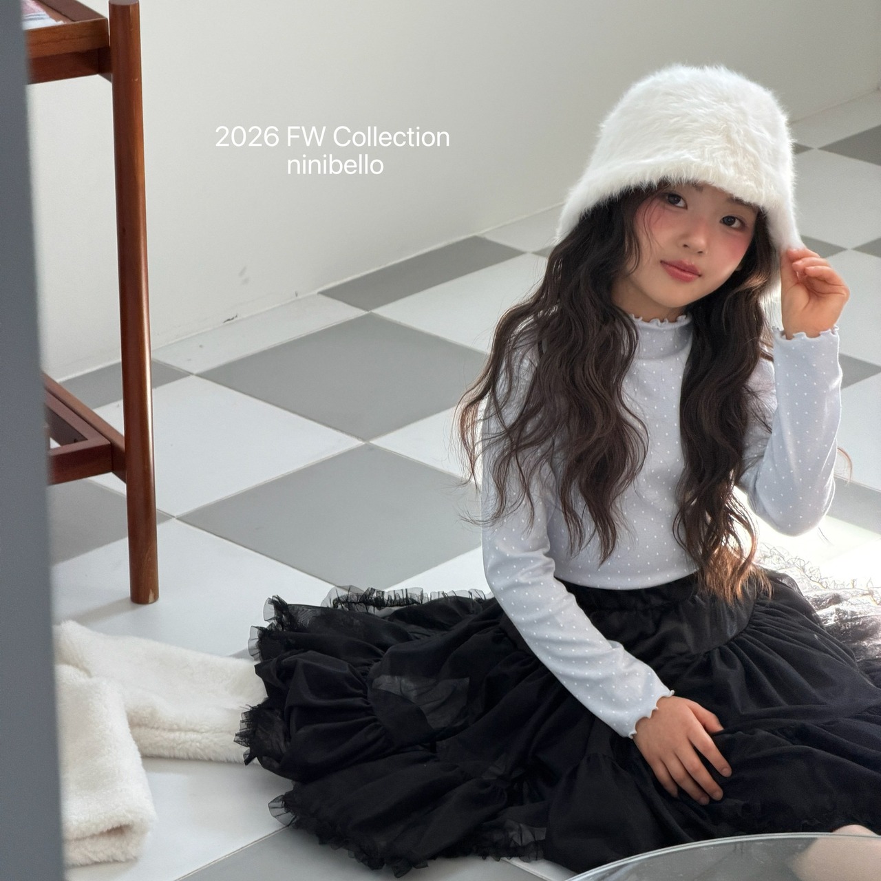 ニニベロ / ninibello / ウィッティフリルTシャツ / 韓国子供服 / キッズ / 26winter〖取寄〗*XS~XXL*