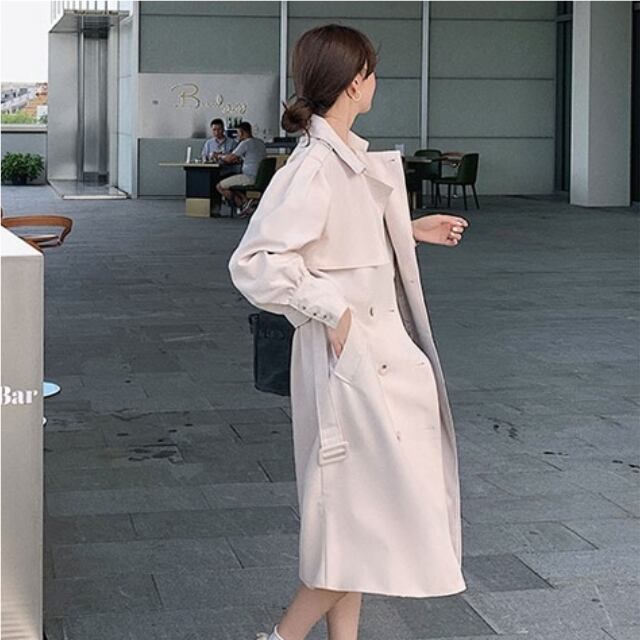 【予約販売】コート トレンチ ロング丈 ひざ下丈 レディース 秋冬 XS S M 長袖 シンプル 無地 ベーシック カフス袖