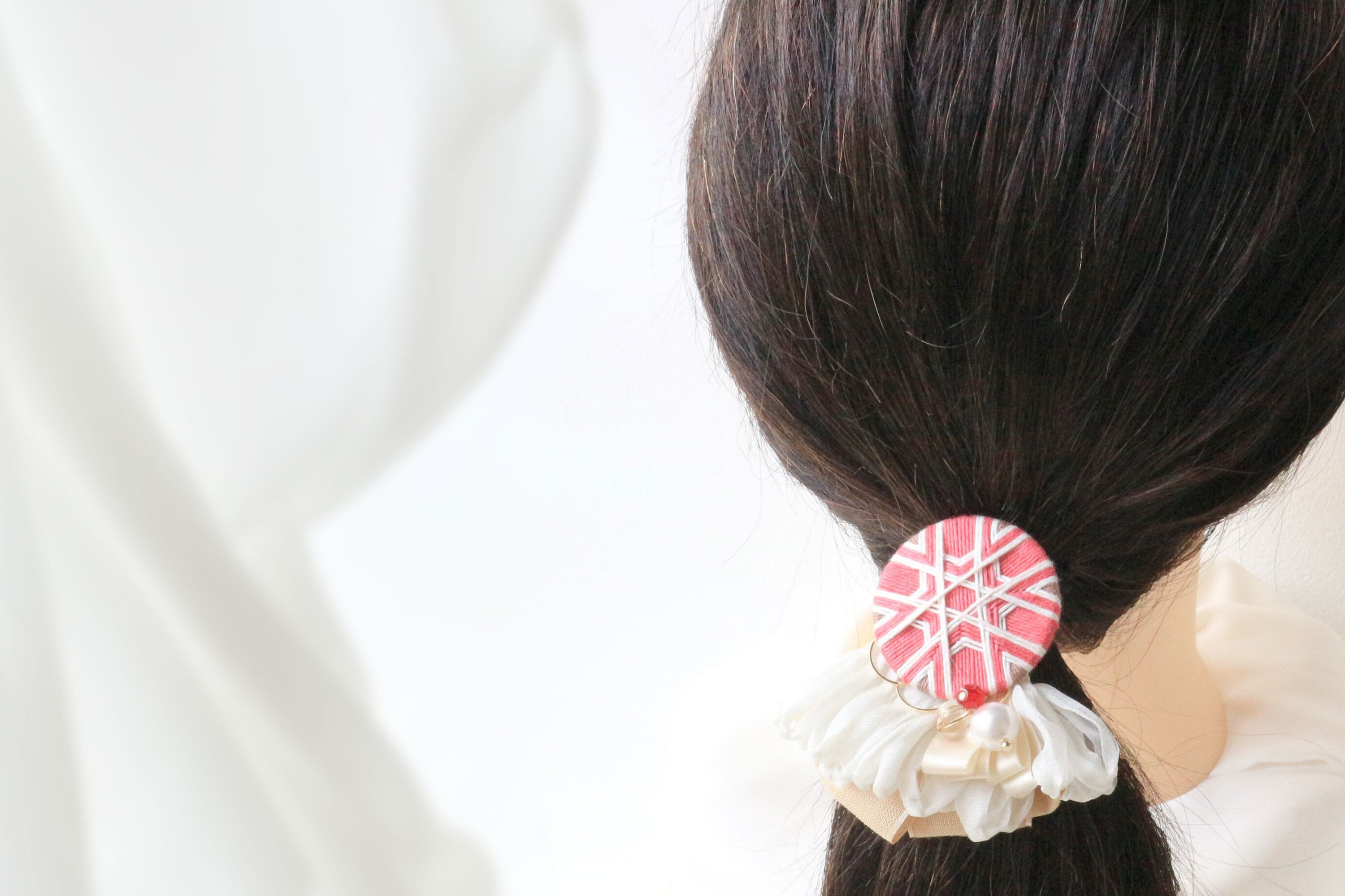 確認たらりんヘアリボン ヘアゴム 華やかロングリボン345ミント