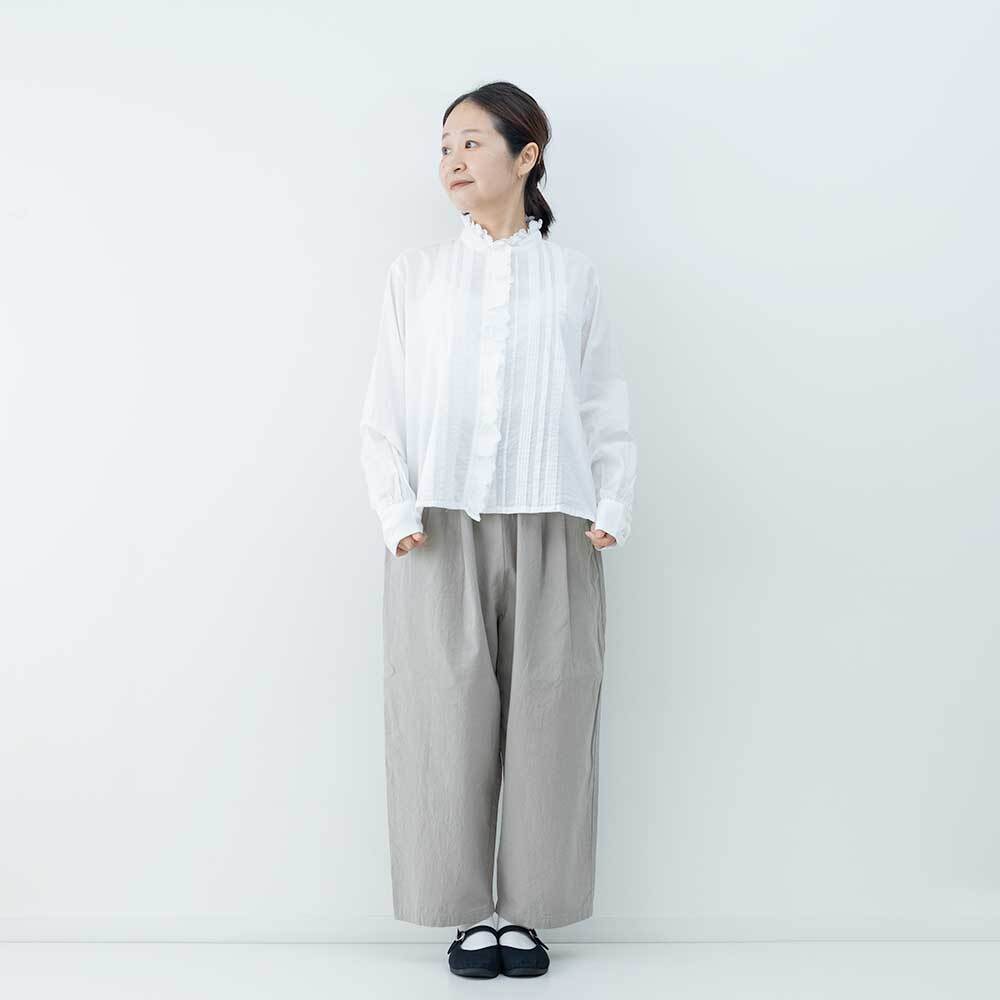 MidiUmi ピンタックレースシャツ