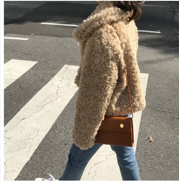 萌袖 プードルファーコート もこもこ アウター ショートジャケット