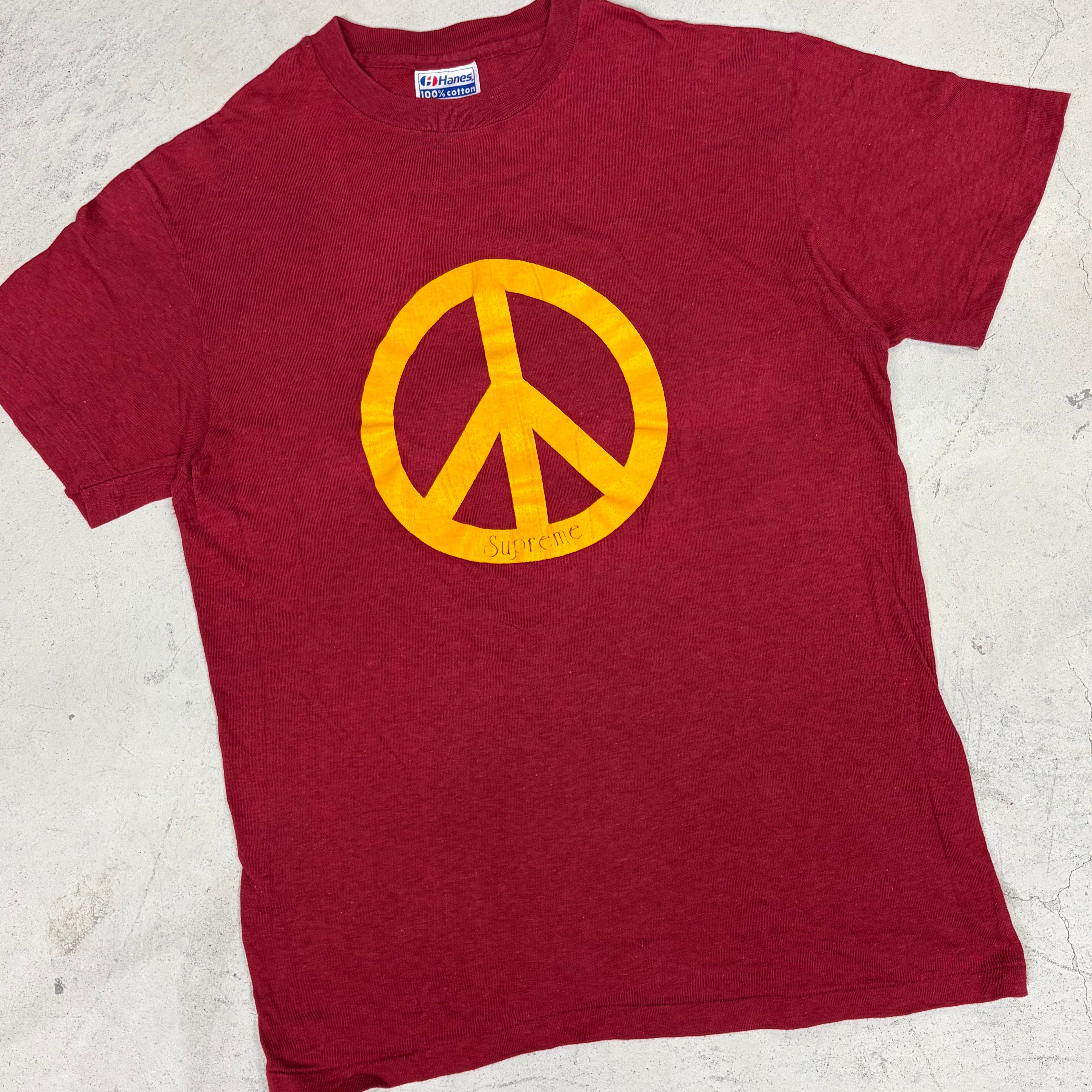 格安　80s Hanes ピースマーク　BRAUNSTOCK t USA製 1980s HANES BURGUNDY 