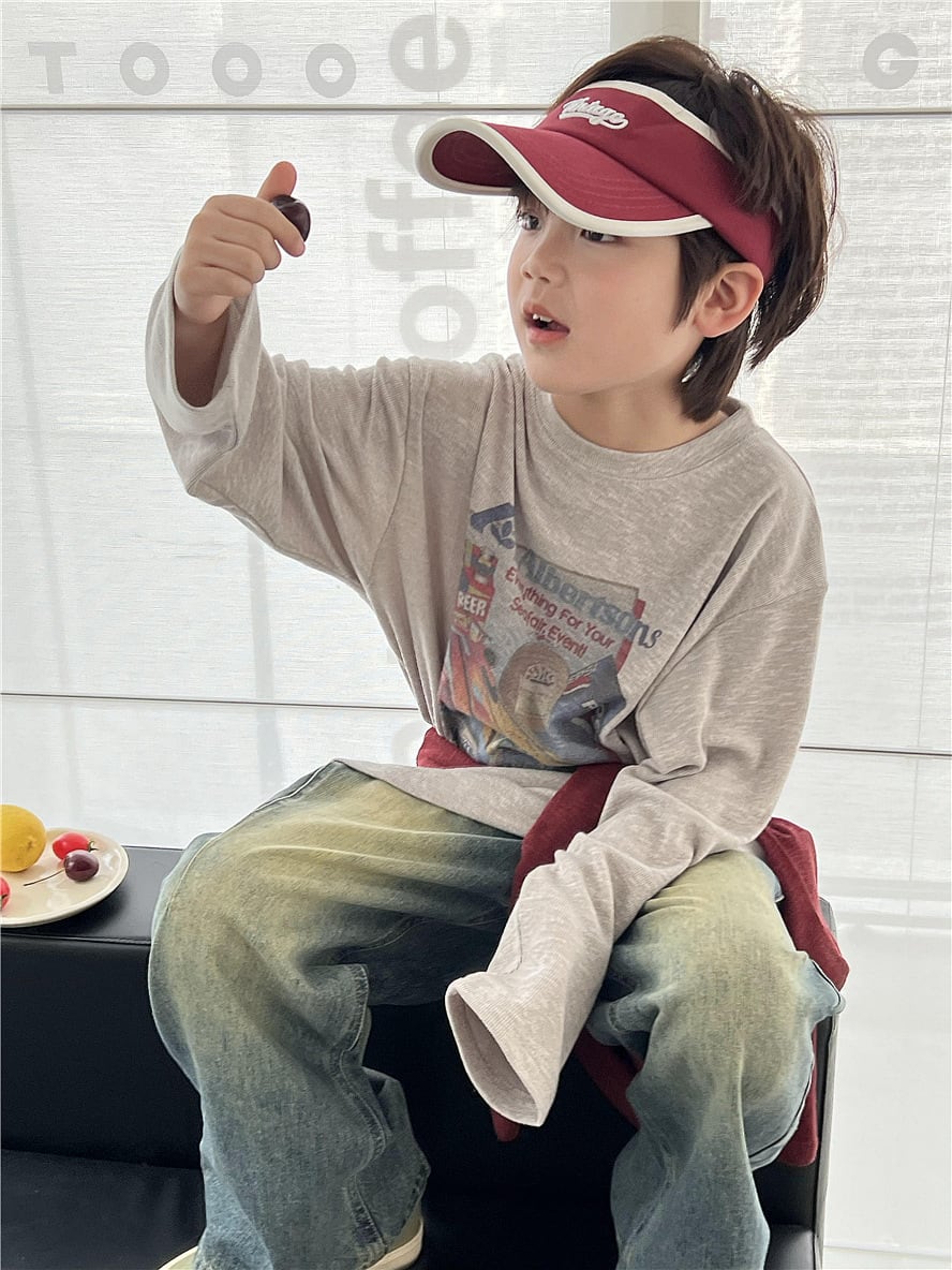 90,100cm 2color イラストトップス