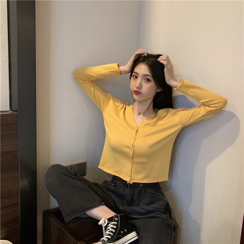 スタイルVネックソリッド カラールーズカーディガンジャケット 薄手コート ロング ソリッドカラー ガールズファッション52434725934