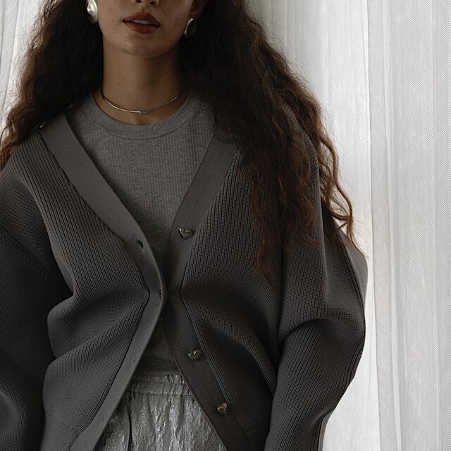 ハートボタンカーディガン(グレー) | LINKABLE 