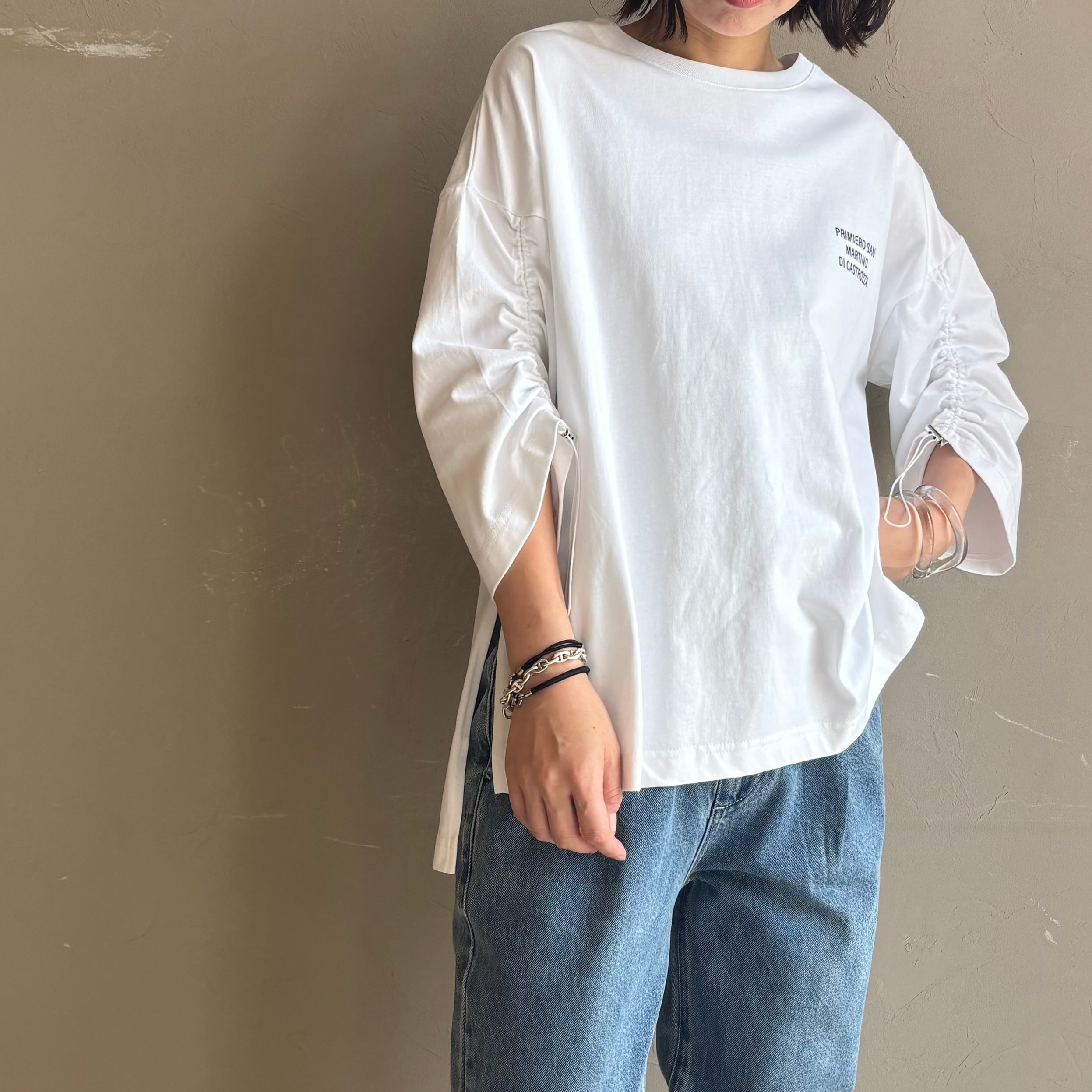 【 CLOCHE 】 ドローコードデザインスリーブTシャツ