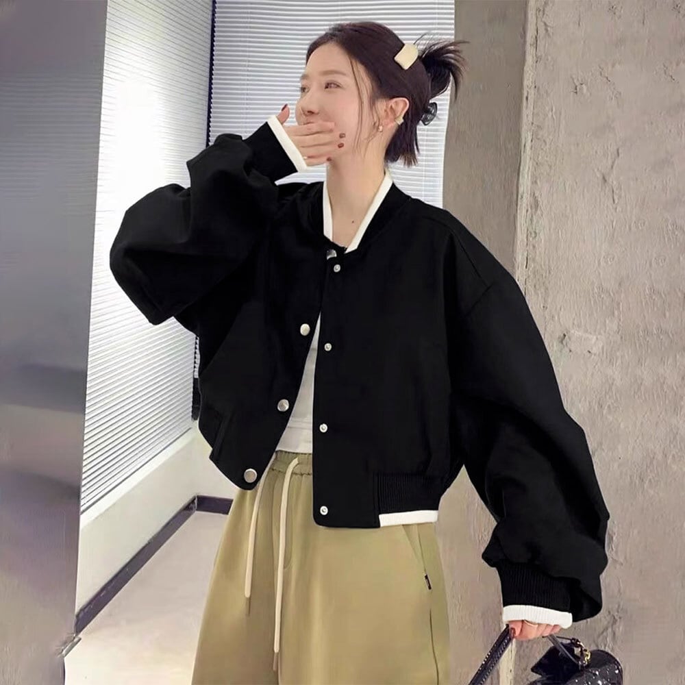 クロップド ブルゾン レディース 春秋 アウター 羽織り 韓国 おしゃれ