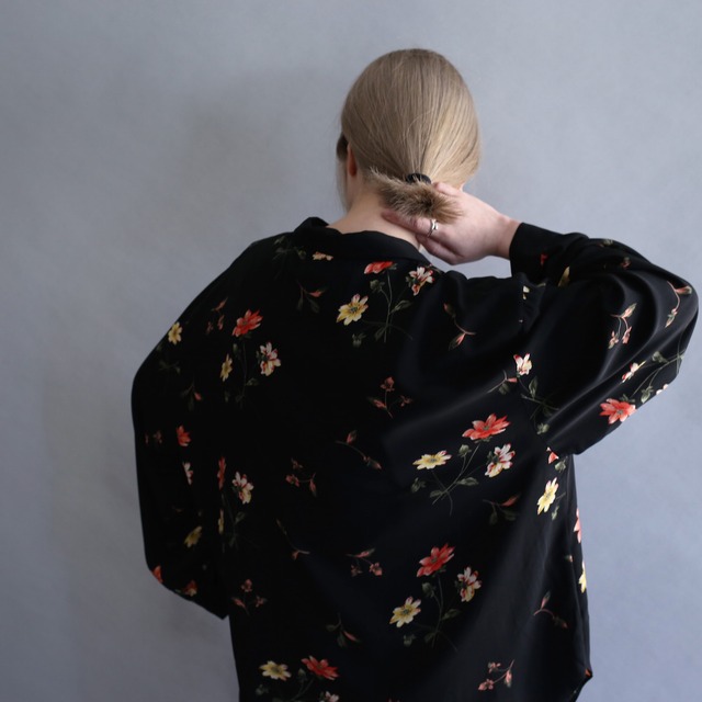flower art pattern wide silhouette loose shirt