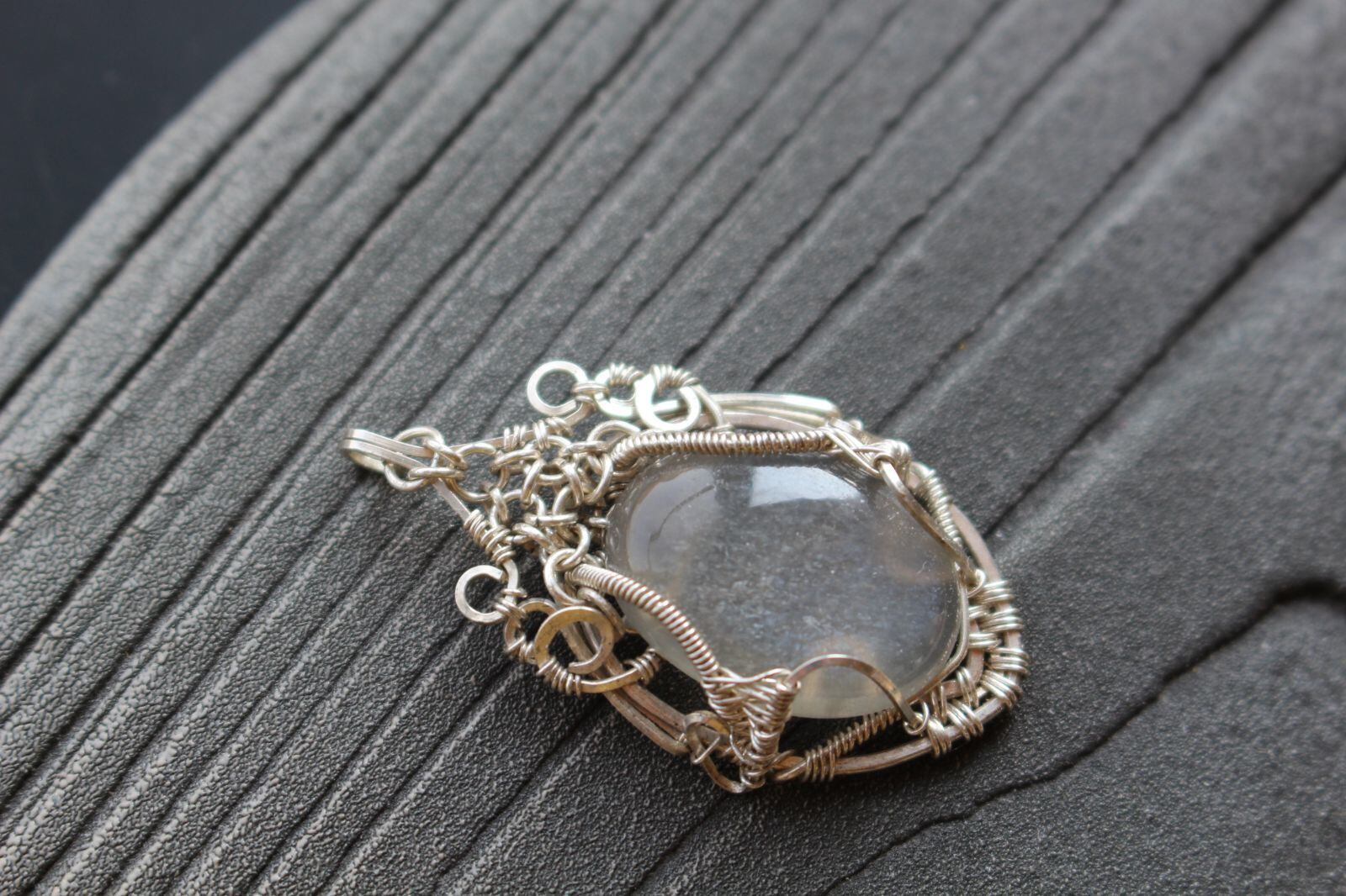 Moonstone silver925 wire wrapping pendant