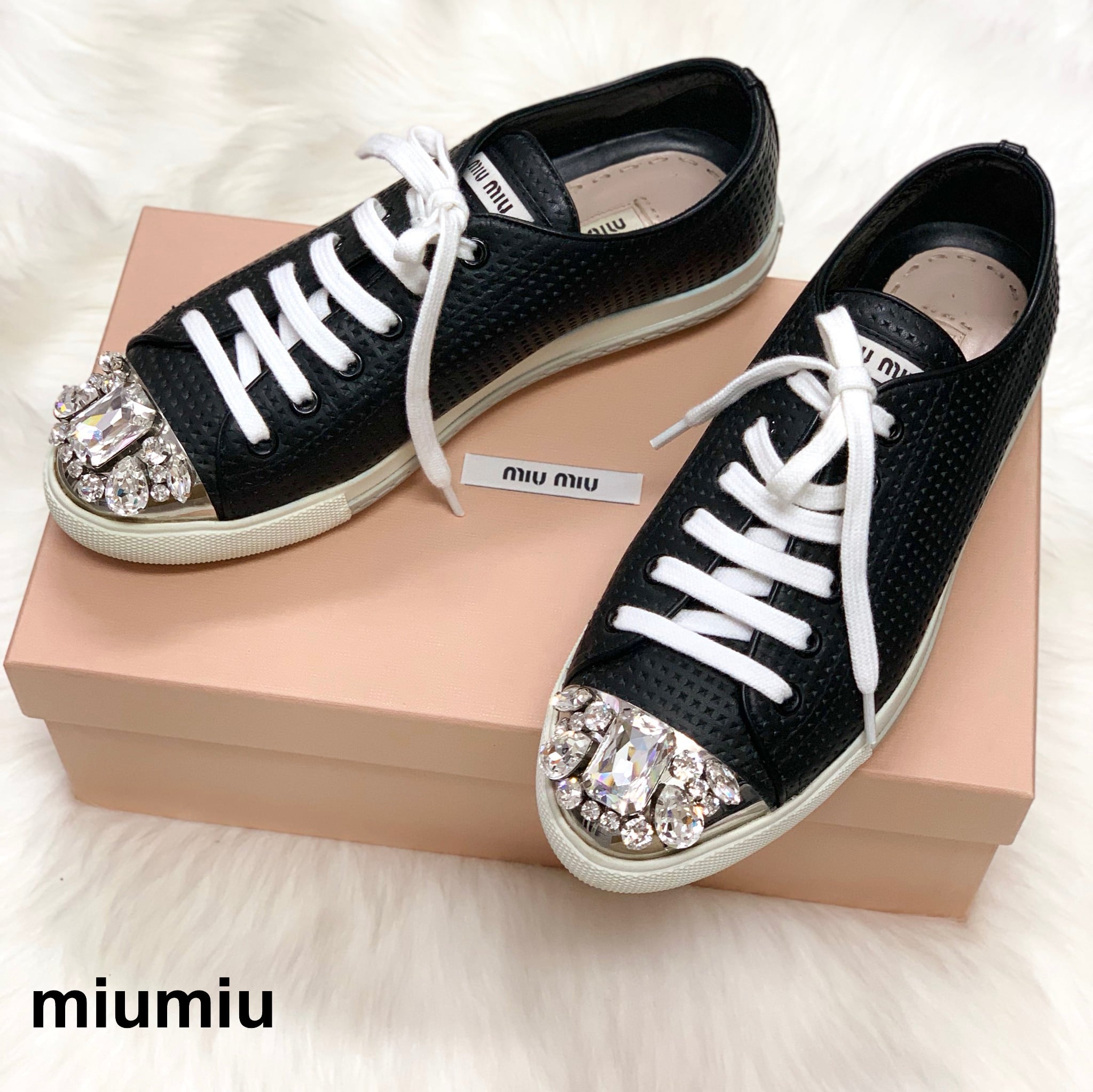 新品未使用★miumiu★ミュウミュウ★クリスタル★ビジュー★スニーカー