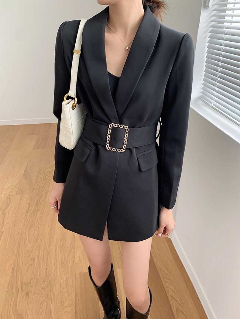 韓国デザイン♡エレガント♡美しいシルエット　テーラードジャケット　スーツ 楽天市場】サイド紐ジャケットパンツスーツ テーラード