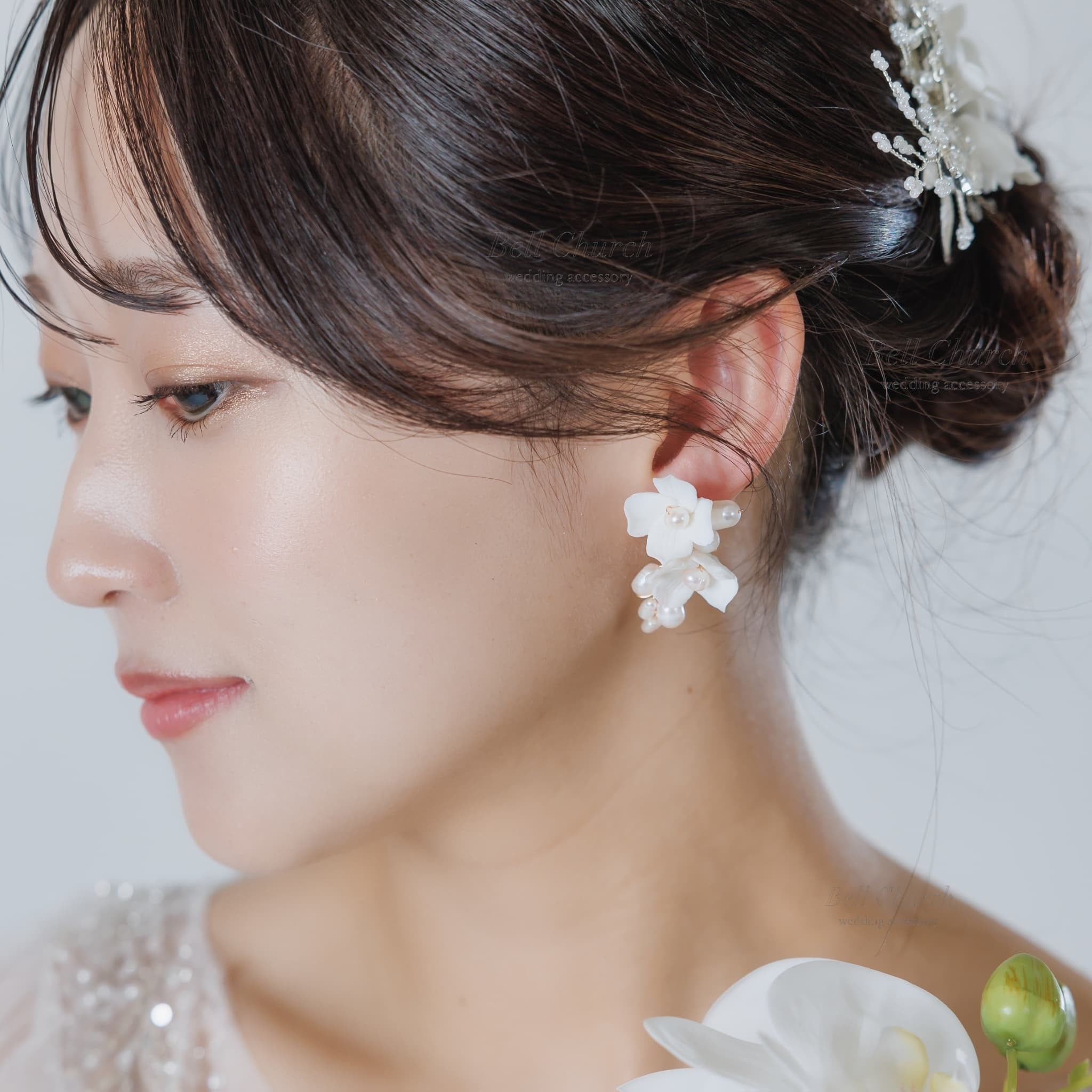 ウエディングピアス イヤリング｜パール｜お花 フラワーモチーフ