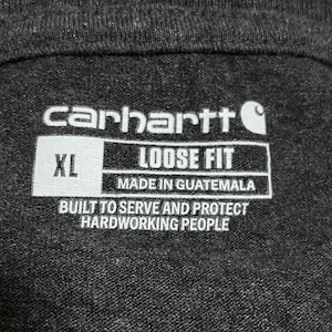 【Carhartt】Cロゴ スクエアロゴ ラベル ポケット 半袖 Tシャツ カーハート X-LARGE ビッグシルエット T-SHIRTS LOOSE FIT ポケt ワーク系 ダークグレー US古着