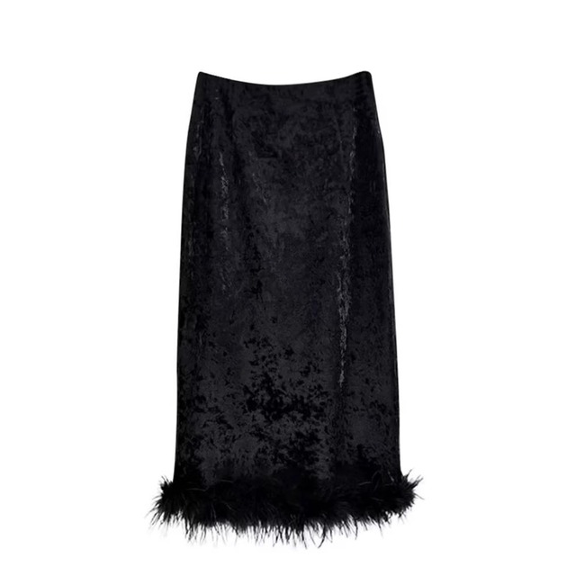 Elegant High-Waist Black Midi Skirt (ME261)