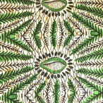 アフリカ布 キテンゲ カットクロス 【1m】 グリーン 食虫植物