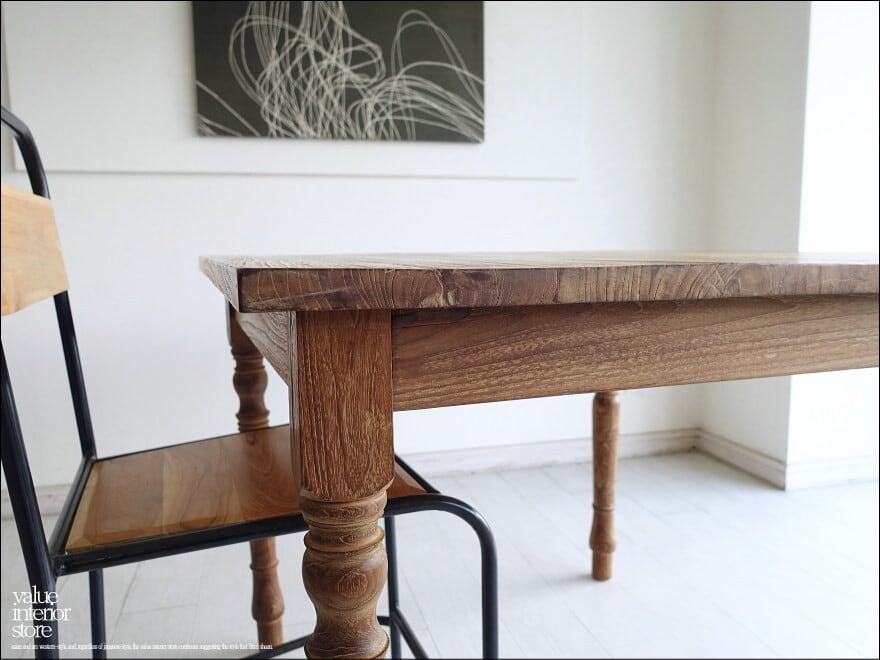 オールドチークテーブルN90cm 2人掛けダイニングテーブル カフェ