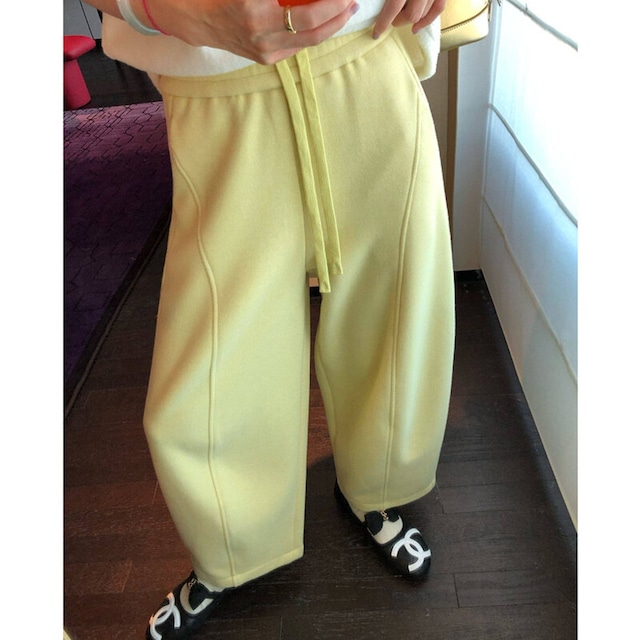 Yellow sweat wide pants　B3862