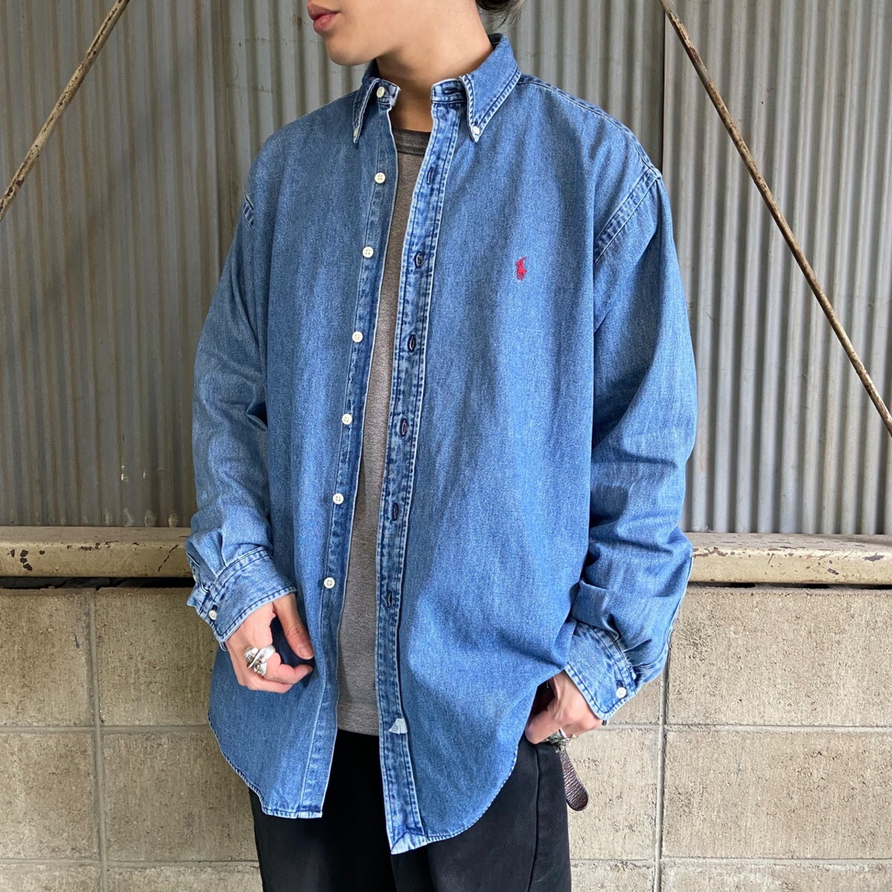 Ralph Lauren オールドラルフローレン 長袖 デニムシャツ メンズXL相当  