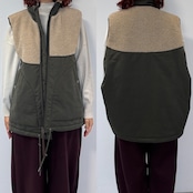 【受注予約:10月上旬入荷予定】ピーチボア切替中綿vest/カーキ