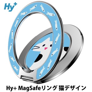 Hy+ MagSafe リング 猫デザイン スマホリング 両面マグネット式 スタンド機能付き iPhone Android 対応 薄型 軽量 メタル素材 magsafe車載ホルダー対応 猫