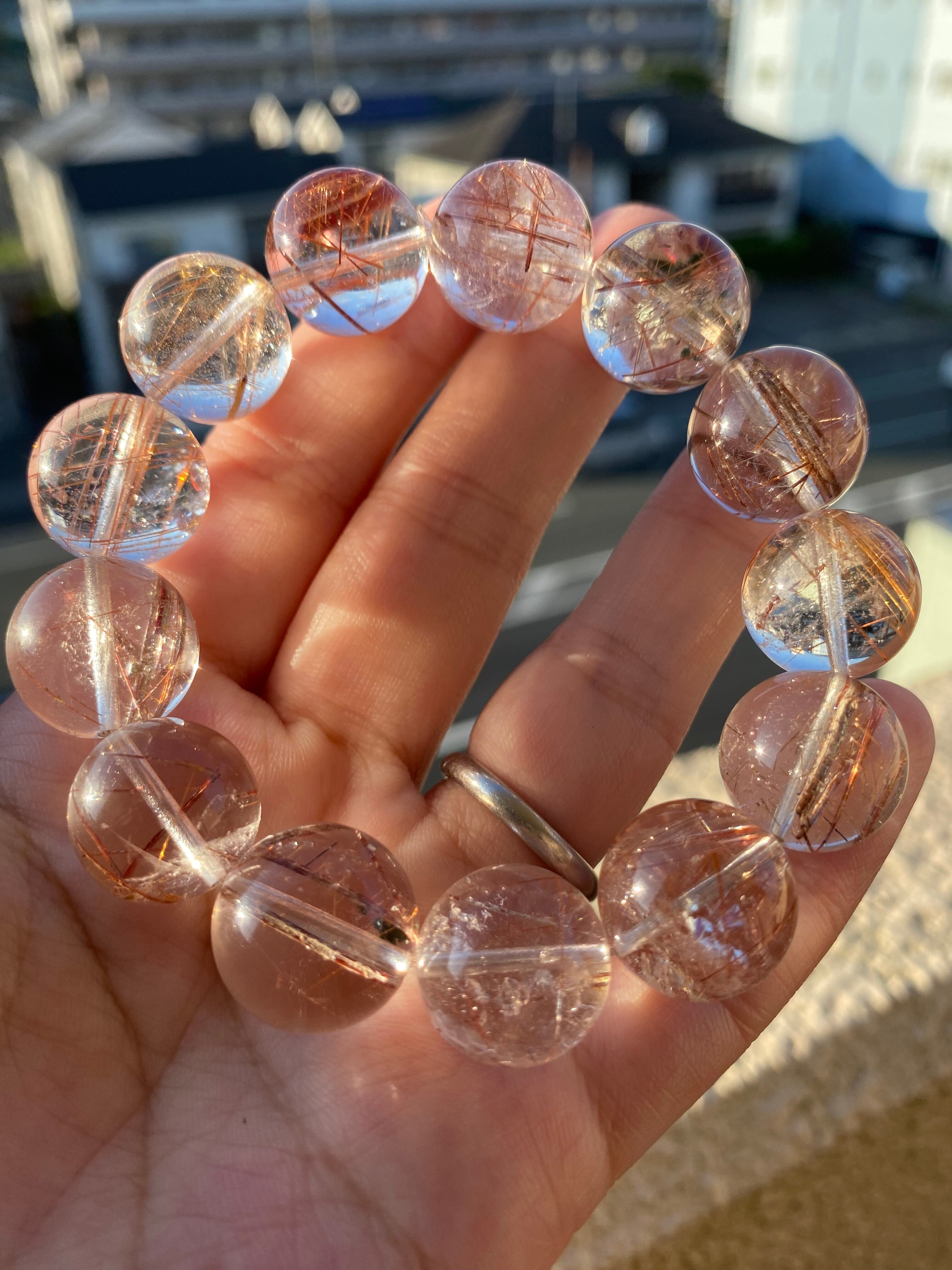 一点物 魅惑のオーラを放つ ゴールドルチルブレスレット 11ミリ 虹入り