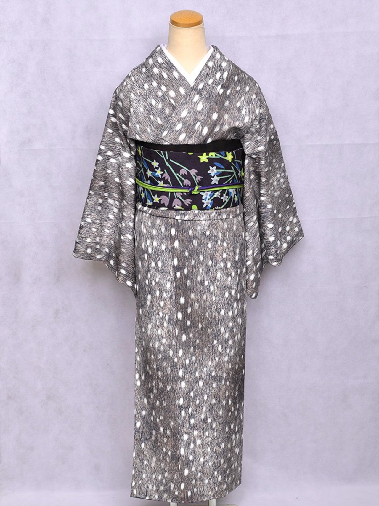 【受注商品】Rumi Rockきもの「バンビーナ」チャコールグレー　[A619]