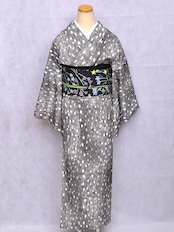 【受注商品】Rumi Rockきもの「バンビーナ」チャコールグレー　[A619]