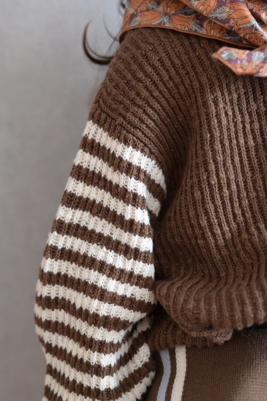 【即納/送料無料】Grown / Organic Stripe Sleeve Knit Pull Over