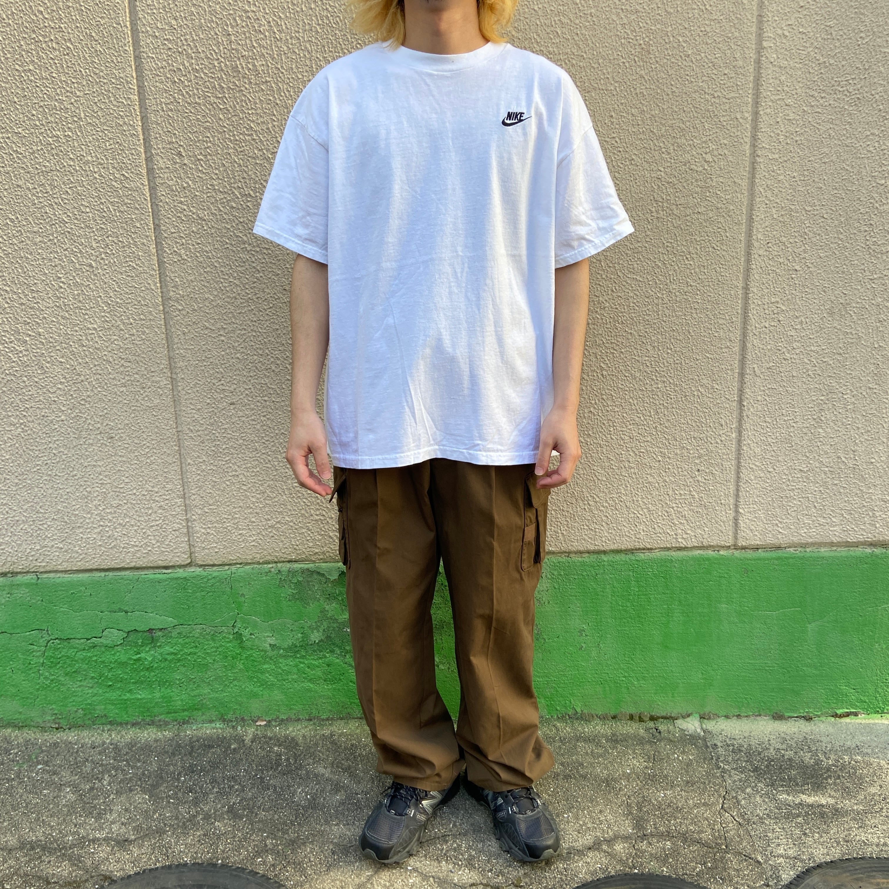 00s NIKE ナイキ スウォッシュロゴTシャツ ワンポイント刺繍 白 XL 