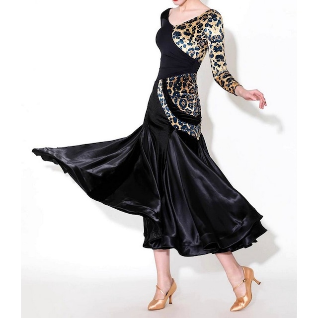 レオパードデザイン ロングスリーブ モダンドレス ds0983