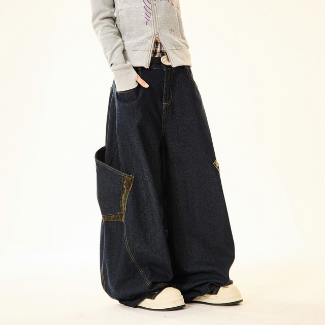 レオパードポケットワイドデニムパンツ 2col   R00839