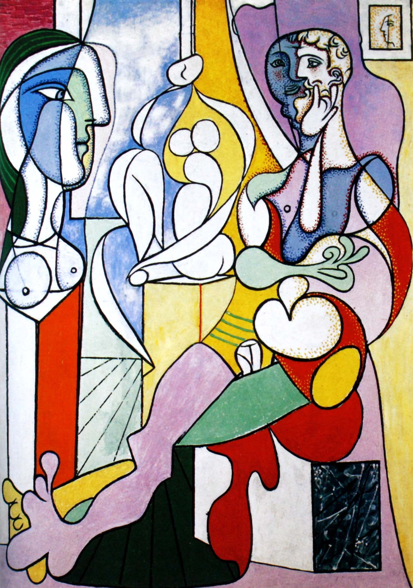 パブロ ピカソ「彫刻家」額縁4色選択可能 作品証明書 展示用フック 限定500部エディション付複製画ジークレ