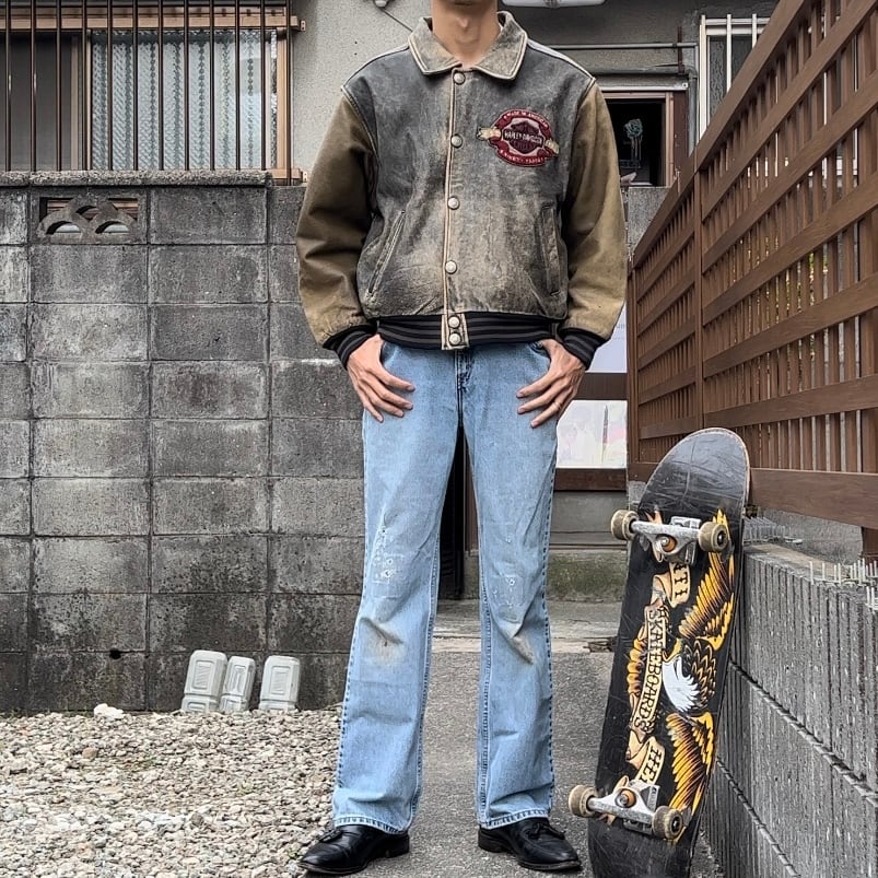 90s “Harley-Davidson” leather studium jamper 90年代 ハーレー 