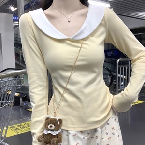 2色／配色ピーターパンカラートップス ・72874