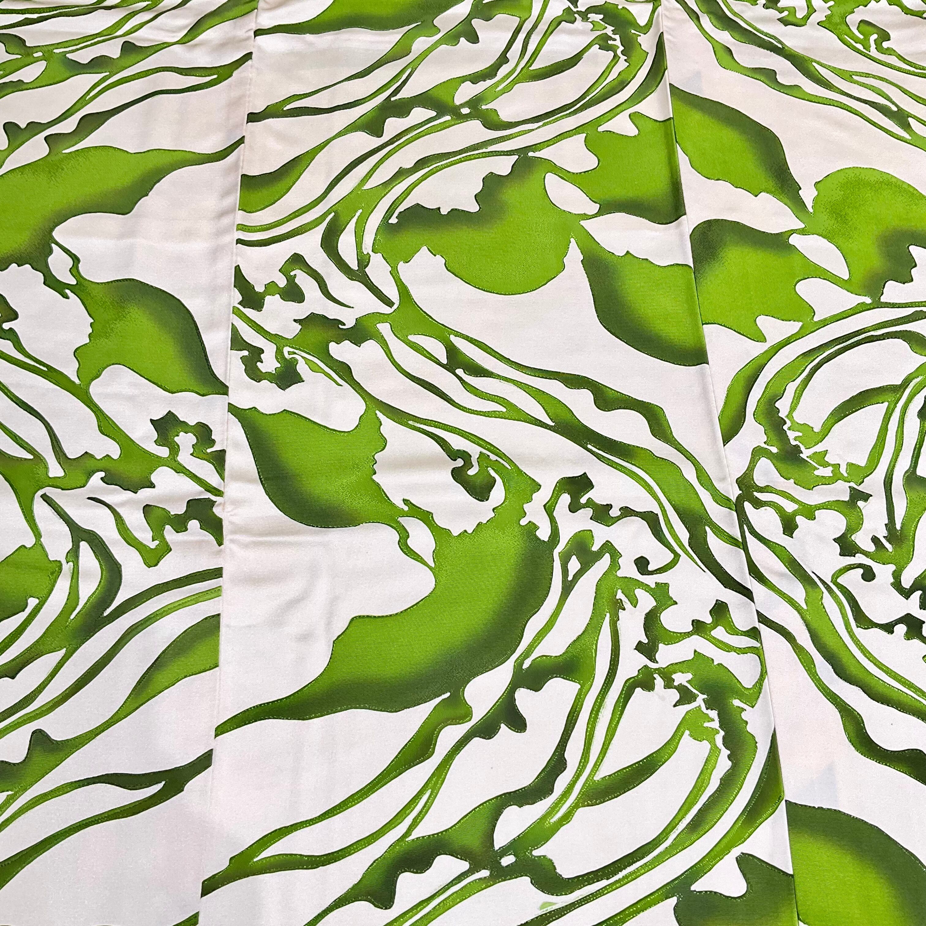 墨流し小紋濃淡グリーン袷正絹トールサイズ裄長