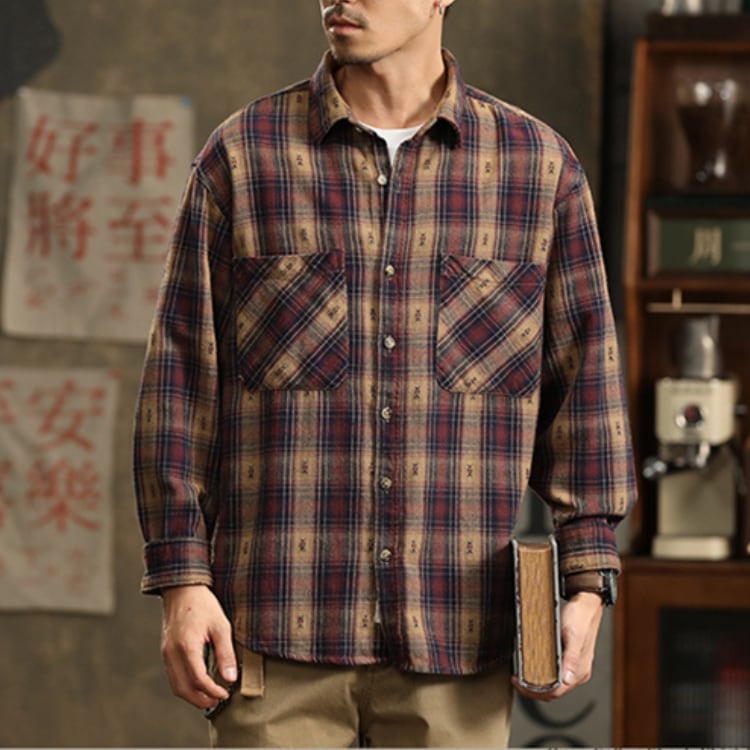 ボタンダウンチェックシャツ 2色 G00085