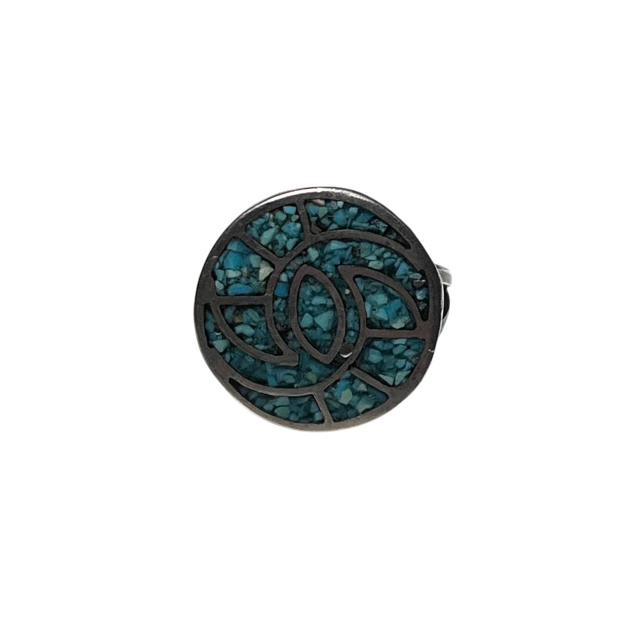 vintage silver tip inlay turquoise ring