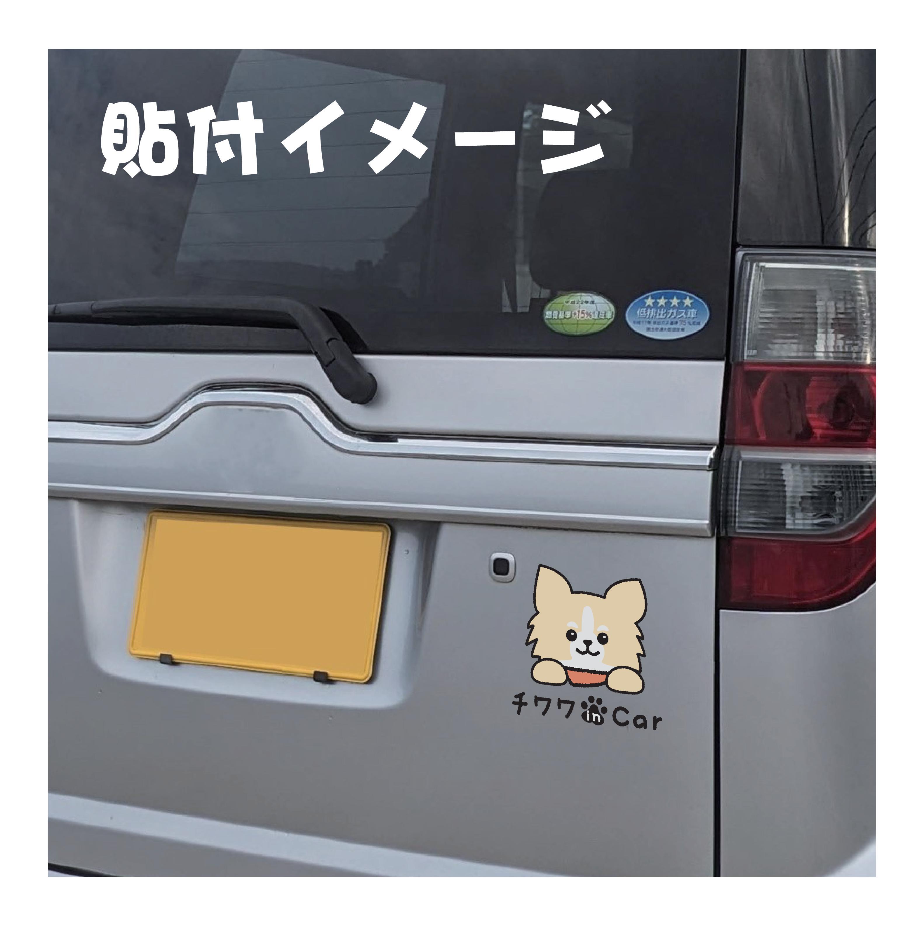 かわいい！ いぬステッカー チワワ クリーム 車ステッカー カー