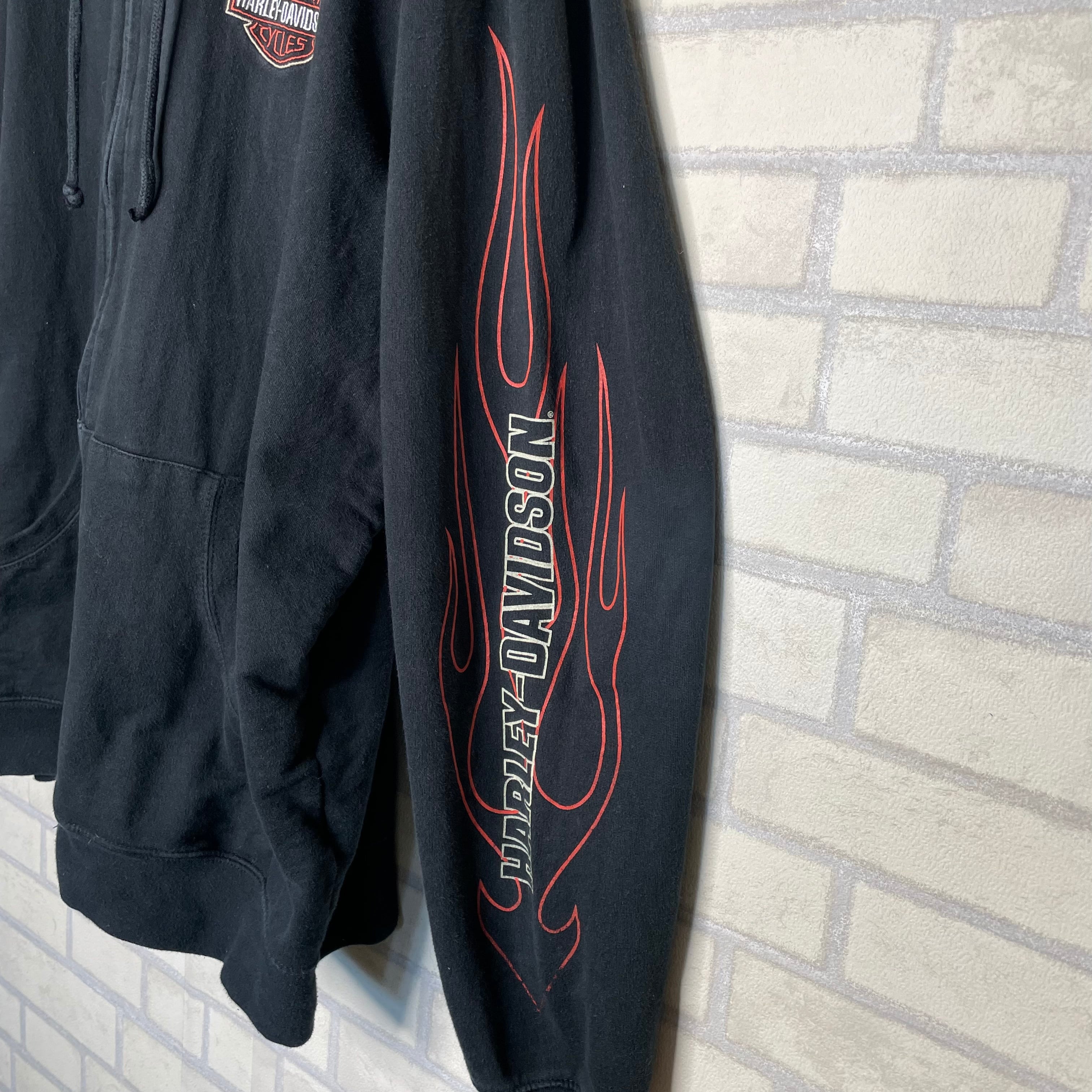 HARLEY-DAVIDSON パーカー XL 厚手 ヘビーコットン フルジップ 刺繍 