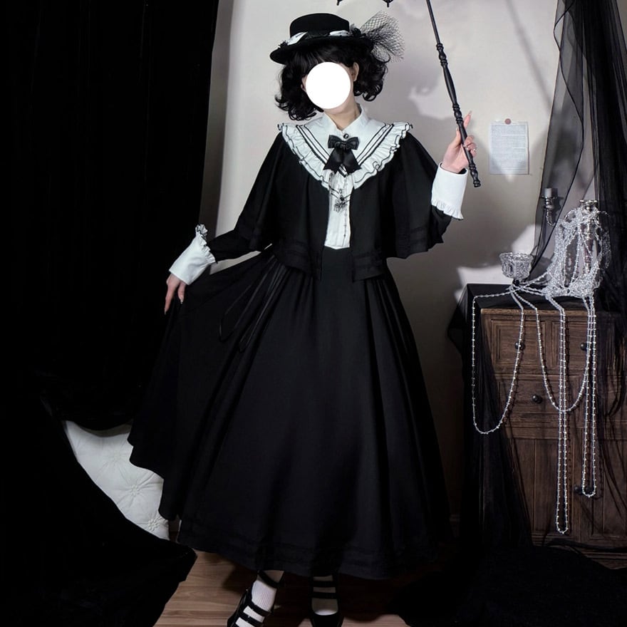 予約商品 ゴスロリ セットアップ ケープ ワンピース 修道女風 ドレス
