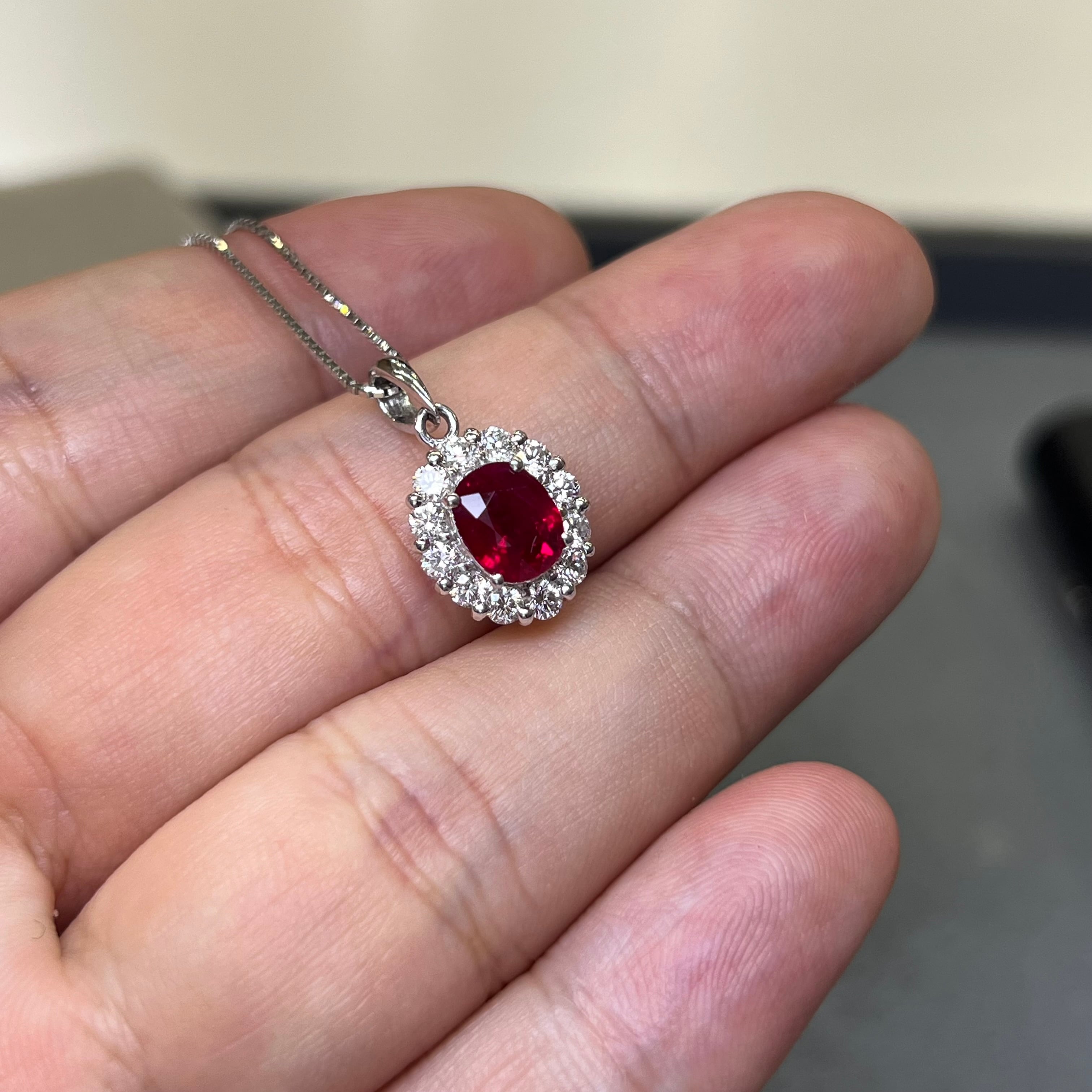 【GRS鑑別】PT900ビルマ産ピジョンブラッドルビー 1.51ct D 0.67ct ネックレス used jewelry GRS鑑別書付き |  鈴木屋 powered by BASE