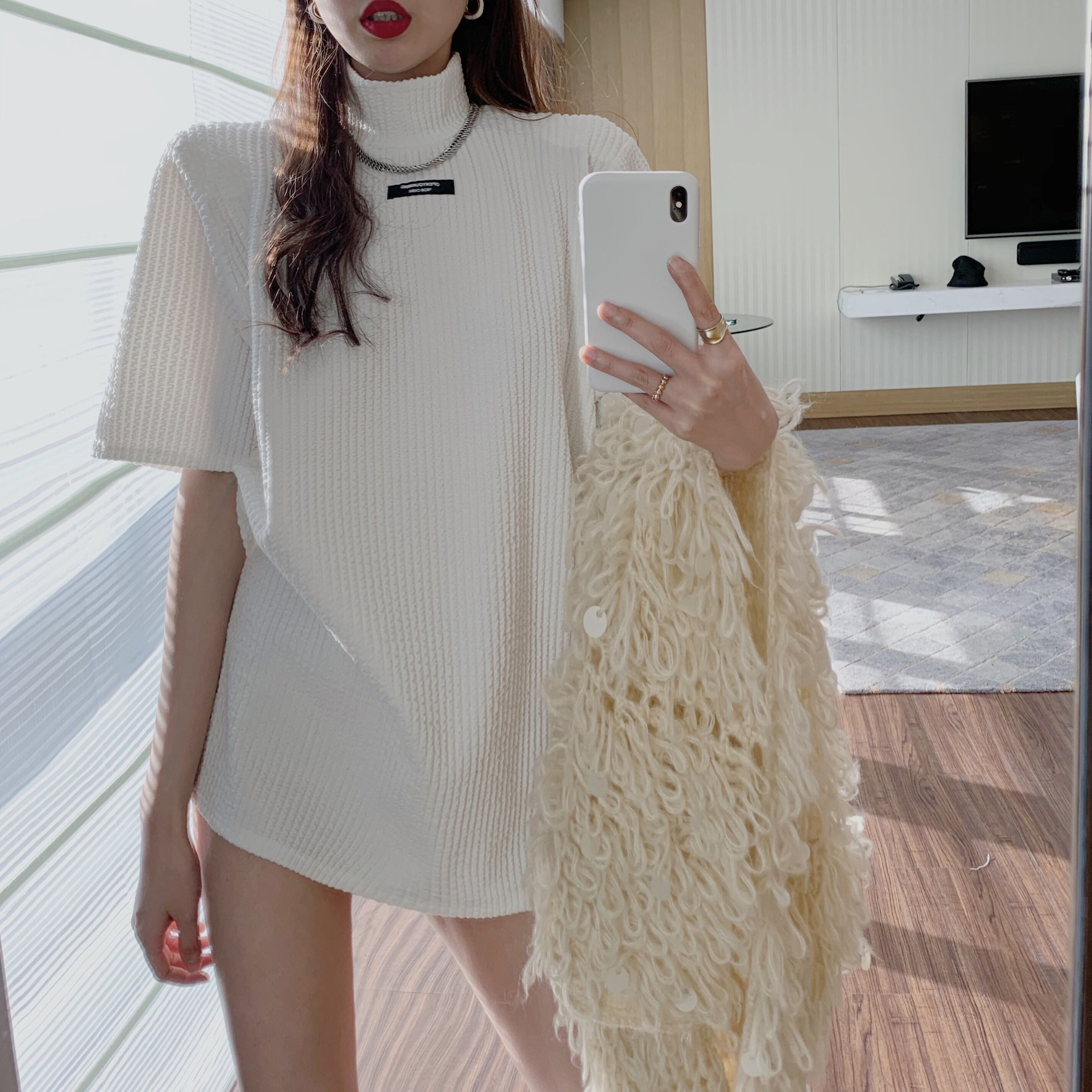 カラーTシャツ シャツ レディースオータムウィンタールーズロングトップス 秋物 冬物 ブラックストロベリース61104880191