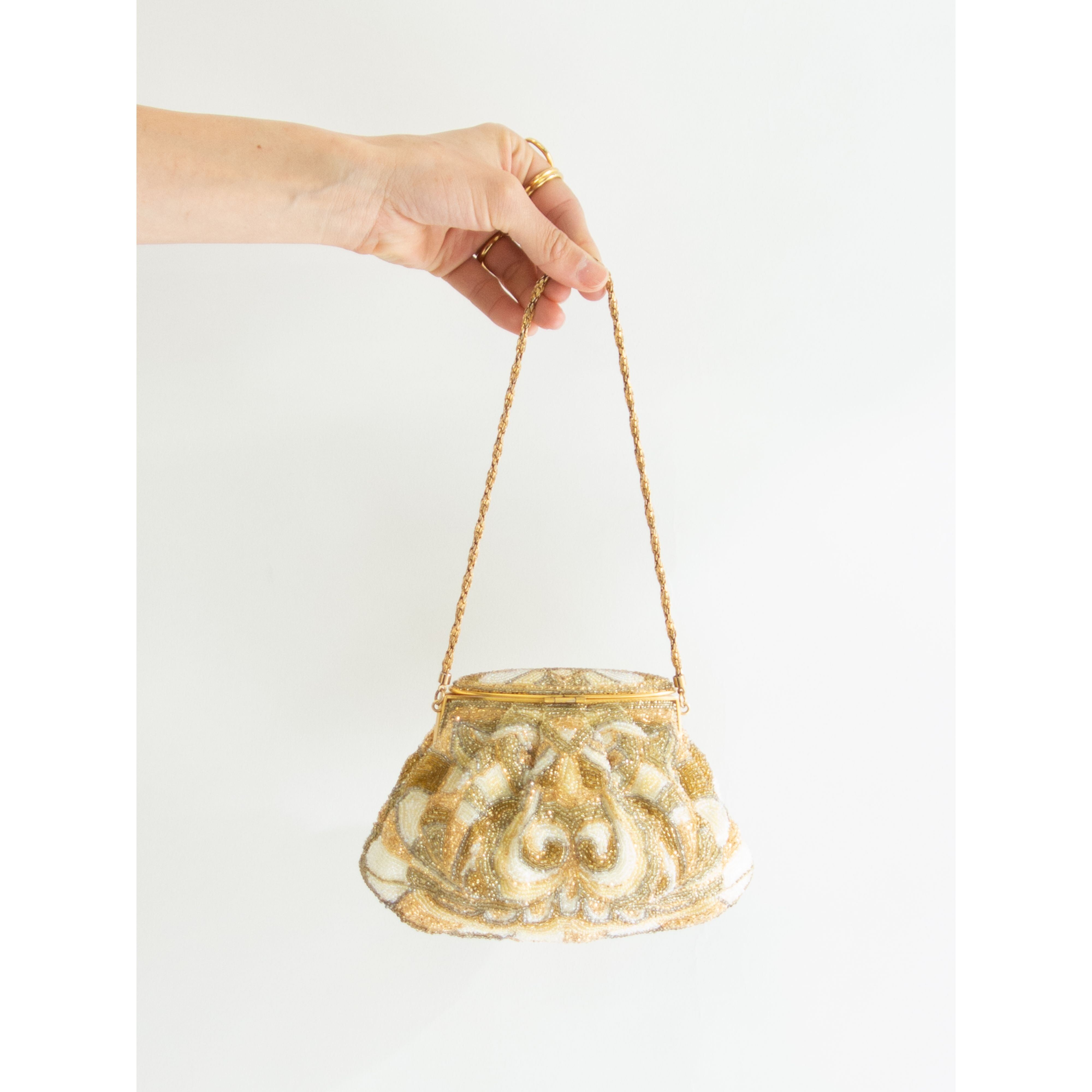 【Unknown brand】Bead handbag（ビーズチェーンハンドバッグ ）1b