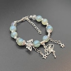 イエローブルー×ホワイトのさわやかブレスレット(No.14)