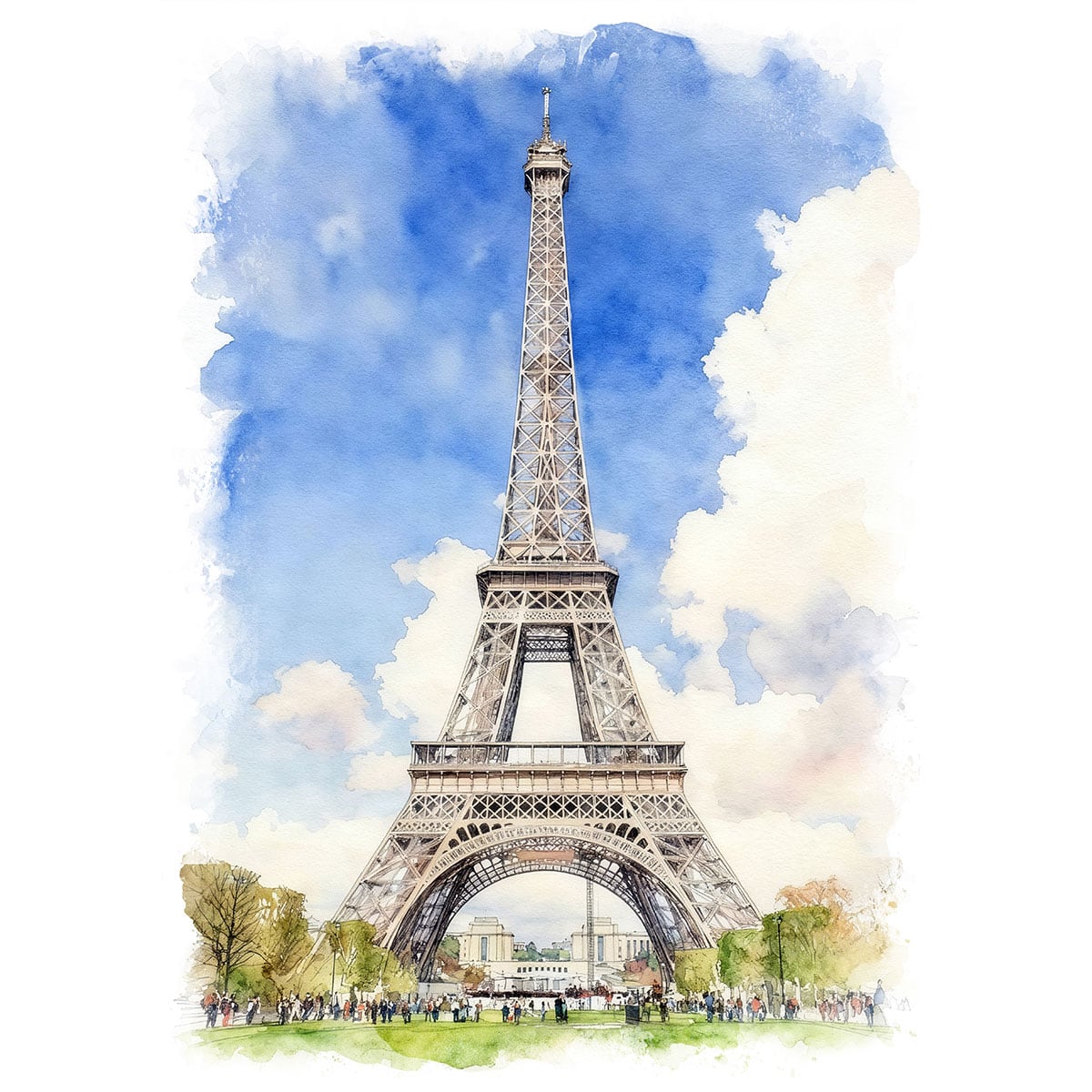 絵画 街の風景画 フランス パリ セーヌ川とエッフェル塔 インテリア